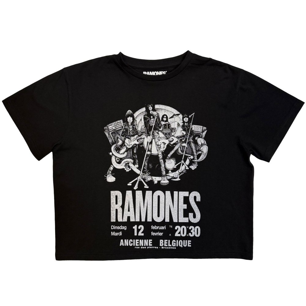 Ramones - Belgique Crop top - Schwarz